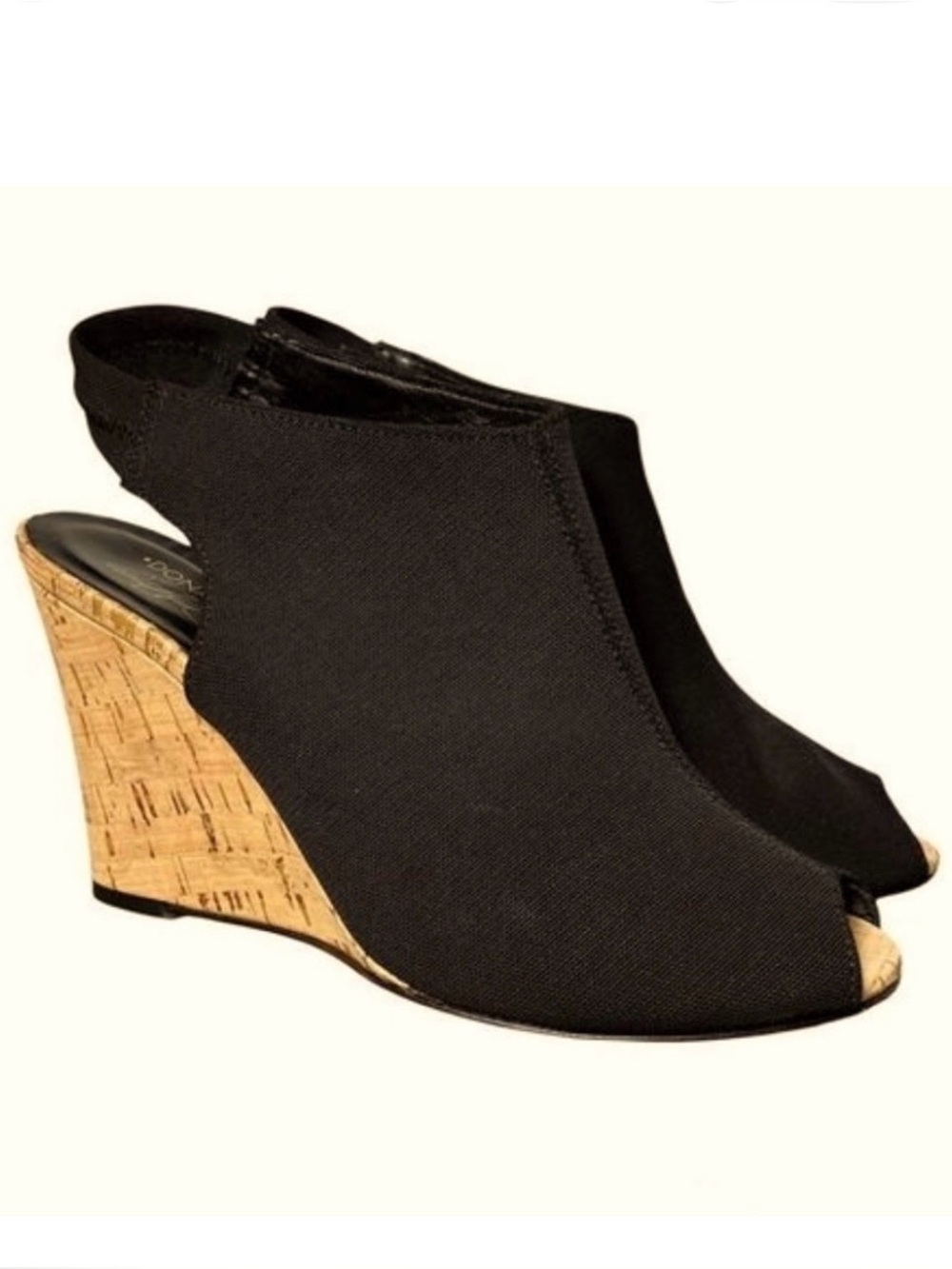 Donald J Pliner Black Mesh Cork Wedge Sandals Size 10